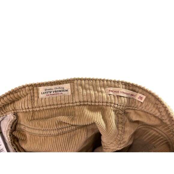 Levi's Premium Ribcage Straight Ankle Corduroy Jean Granola Wide Wale Size 26 - Picture 10 of 12